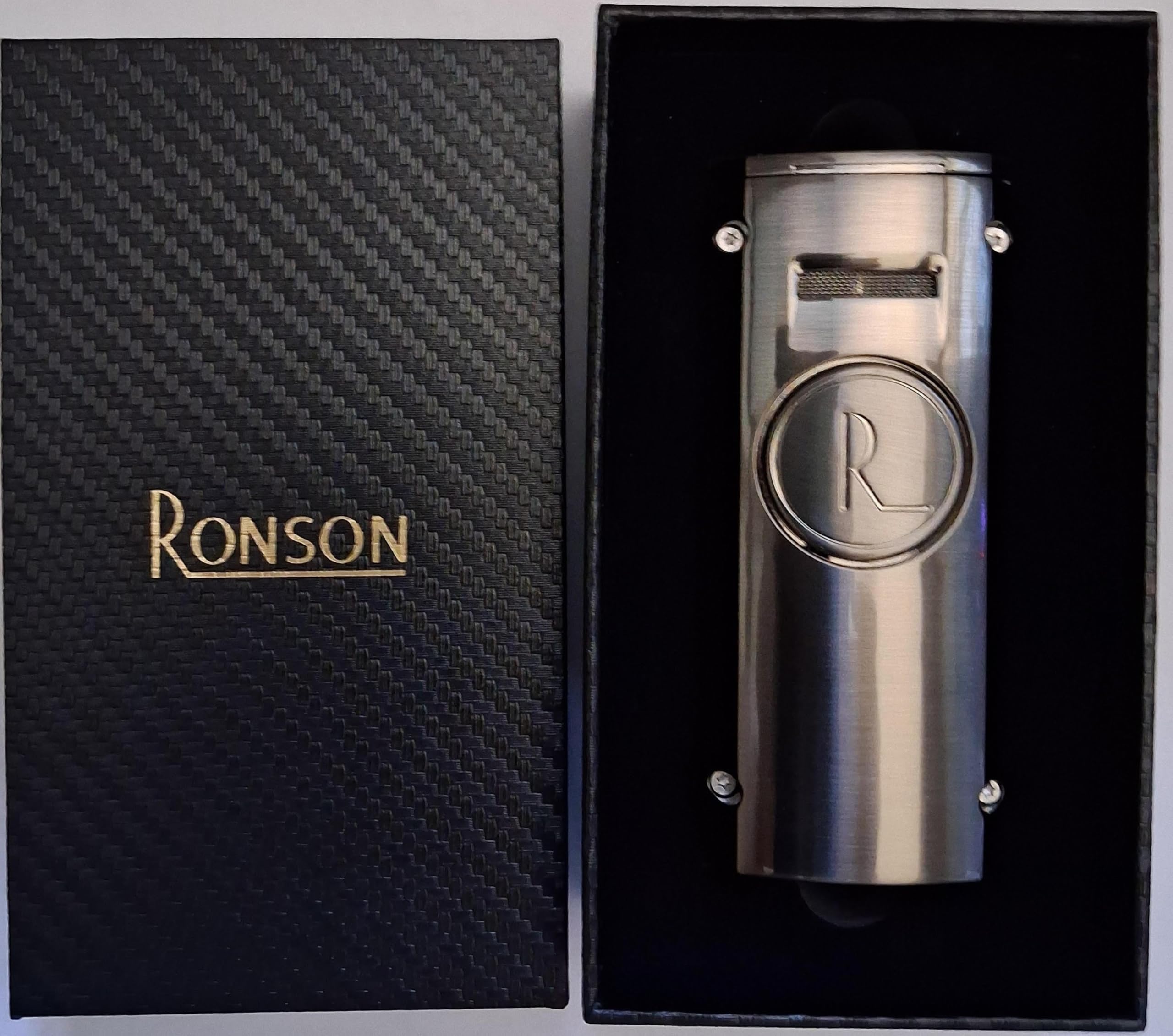 Ronson Volcano - Table Gas Cigar Lighter Carbon Fibre Finish