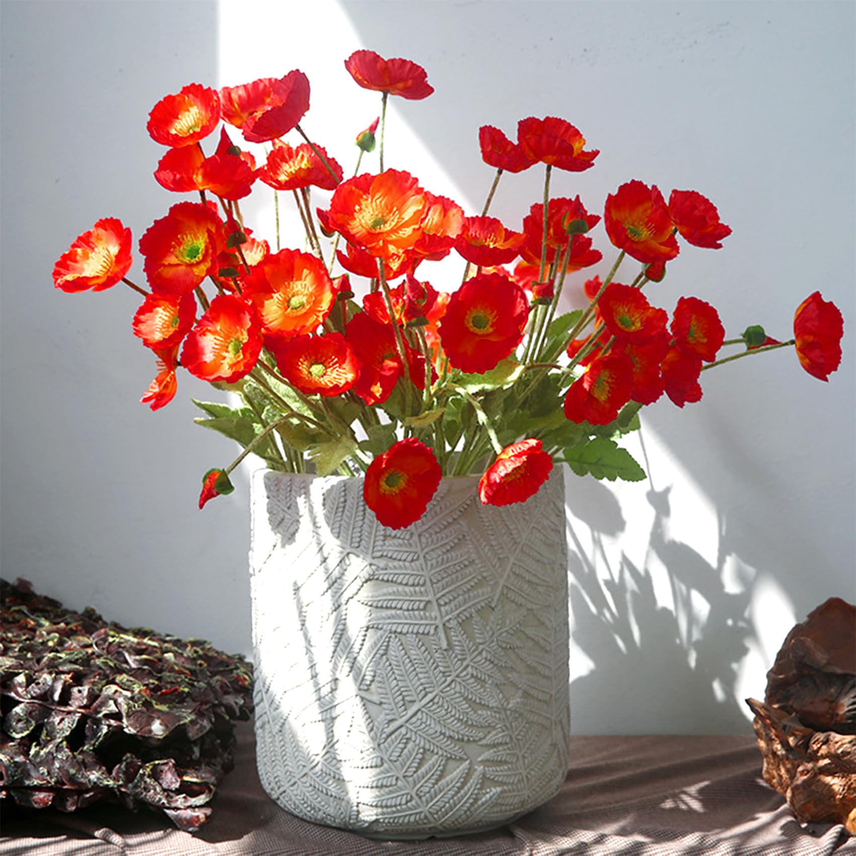 Okeeyseda Confezione da 8 Fiori Artificiali di Fiori di Papavero di Seta per La Decorazione Domestica Bouquet di Fiori Finti per Feste di Matrimonio, Composizione Floreale