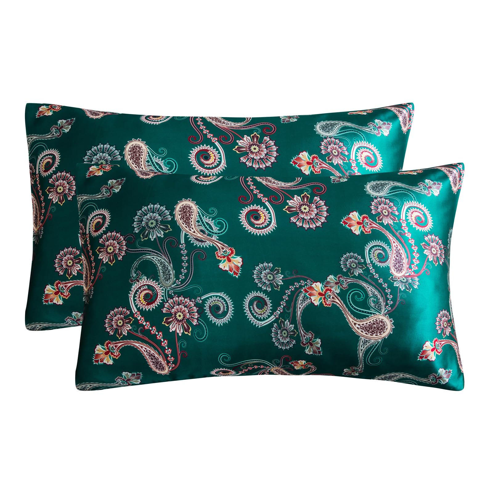 Elnwnnkc Printeds Satins Pillow Covers Set Soft and Silkys Feel Envelope Closure Hypoallergenics and AntiMite Printeds Satins Pillowcases