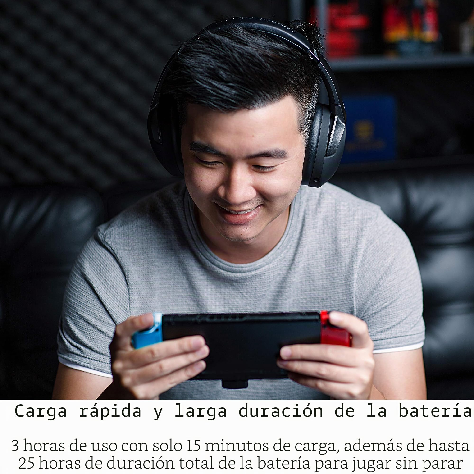 ASUS ROG Strix GO 2.4 - Auriculares de Gaming inalámbricos (2.4 GHz USB-C, micrófono con cancelación de Ruido por IA, compatibles con PC, Mac, Nintendo Switch, Dispositivos Inteligentes y PS4) - Negro