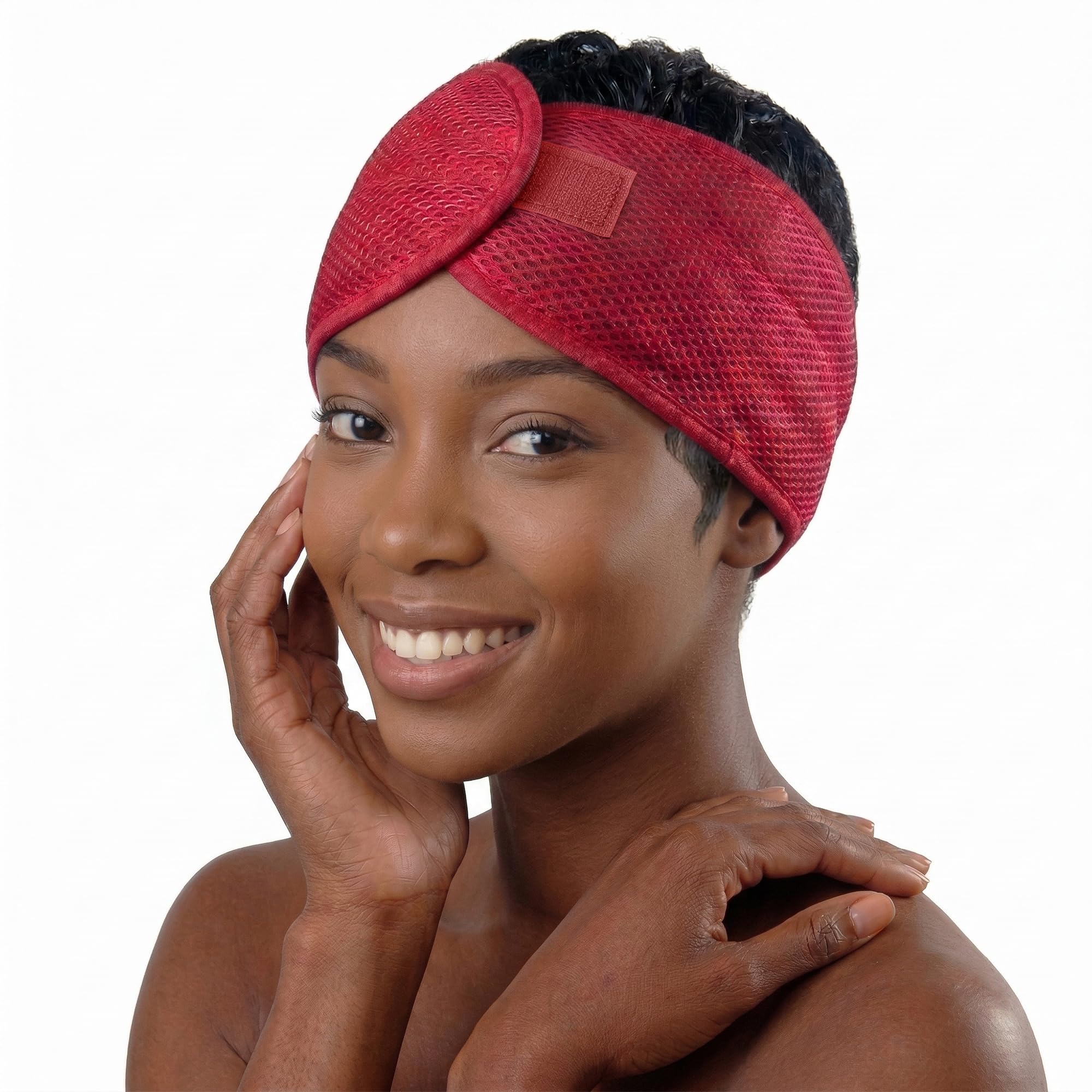DONNA Envoltura de malla de espuma de lujo, 1 diadema de malla de velcro, envolturas de seda, envoltura de malla para el cabello de mujer, para lavado facial, accesorios para el cabello, diademas