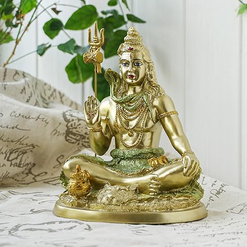 Vista 4 de alikiki Estatua hindú Dios Señor Shiva – Figura de ídolo indio Shiva Murti Casa Oficina Templo Mandir Diwali Pooja Artículos Yoga Meditación Sala