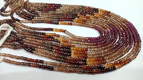 Natural Tundra Multi Sapphire Rondelle cuentas facetadas de 0.118-0.157 in se venden por hebra de 14 pulgadas de largo (0.157 in)