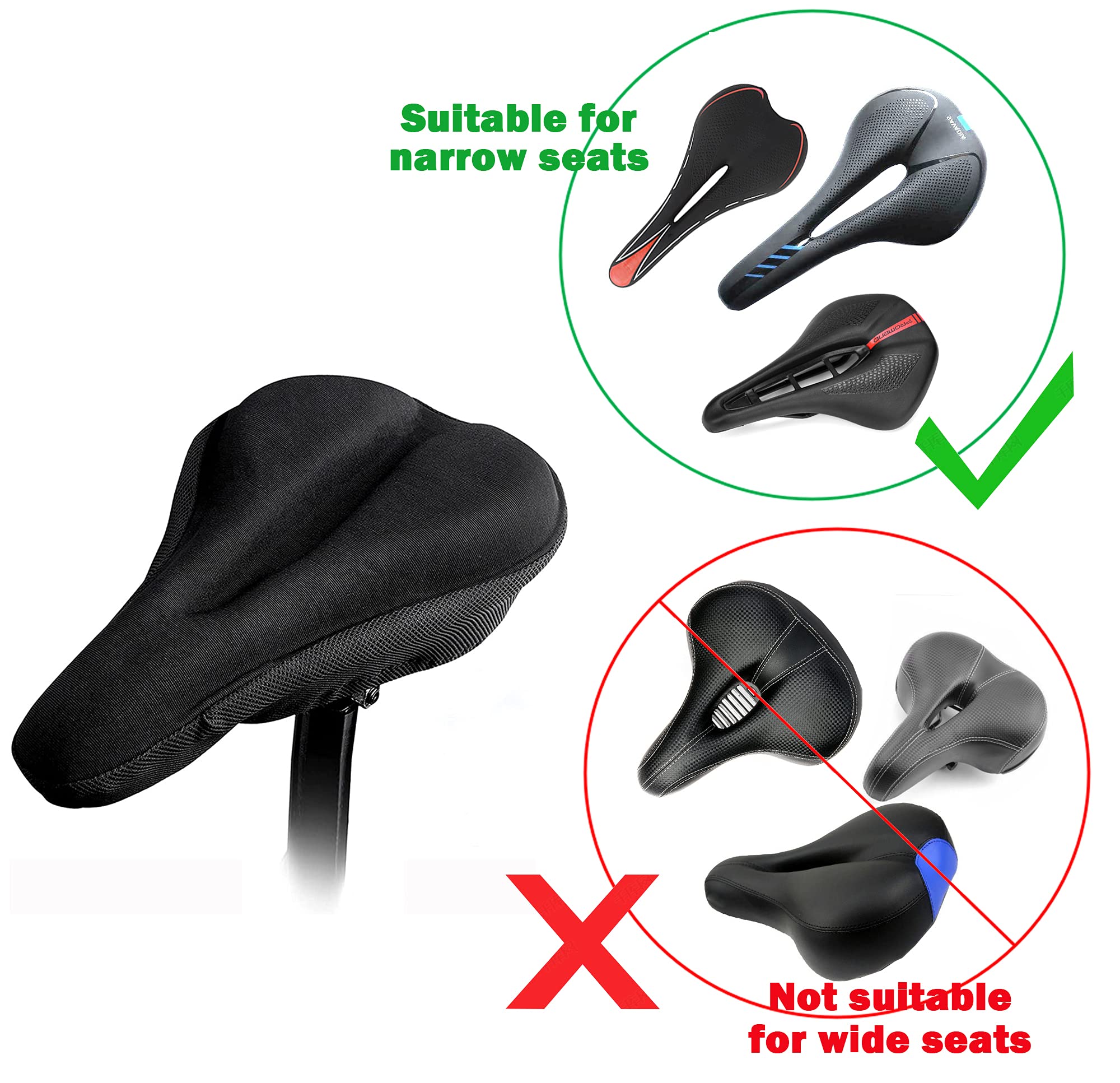 Oture Housse De Selle De Vélo En Gel Ultra Léger Et Doux - Absorption Des Chocs - Confortable Et Respirante