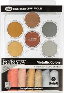 Artist Pastels by GOLDEN, Metallic Colors Set, 6 Color, Professional Artist Pastels, Unique Pan Format (cake-like)