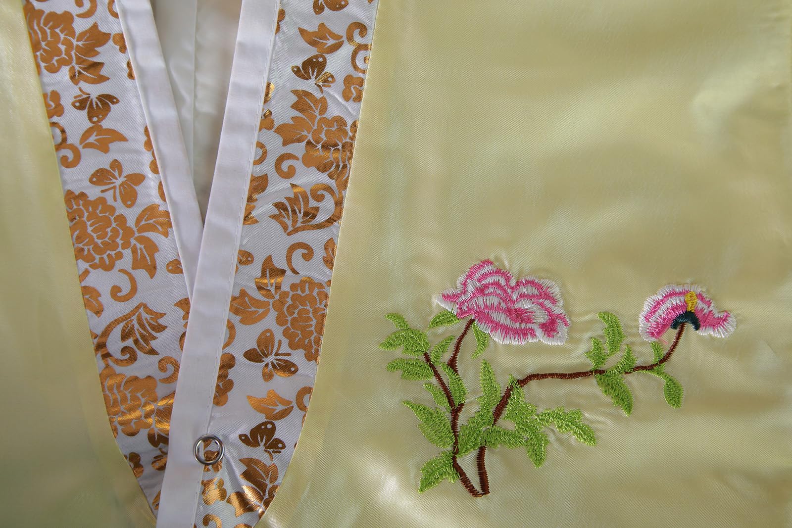 Traditionelles Koreanisches Hanbok-Kleid für Damen, langärmelig, Palast, Hochzeit, Tanzkostüm, mit gestickten Blumendetails