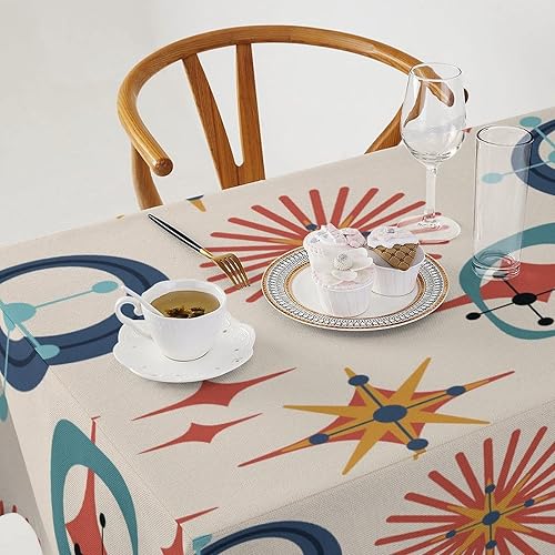 Miniatura 667 de Mantel floral hippie, diseño retro de los años 70, naranja, rosa, azul, floral, bohemio, estampado estético de margaritas, para fiesta, picnic