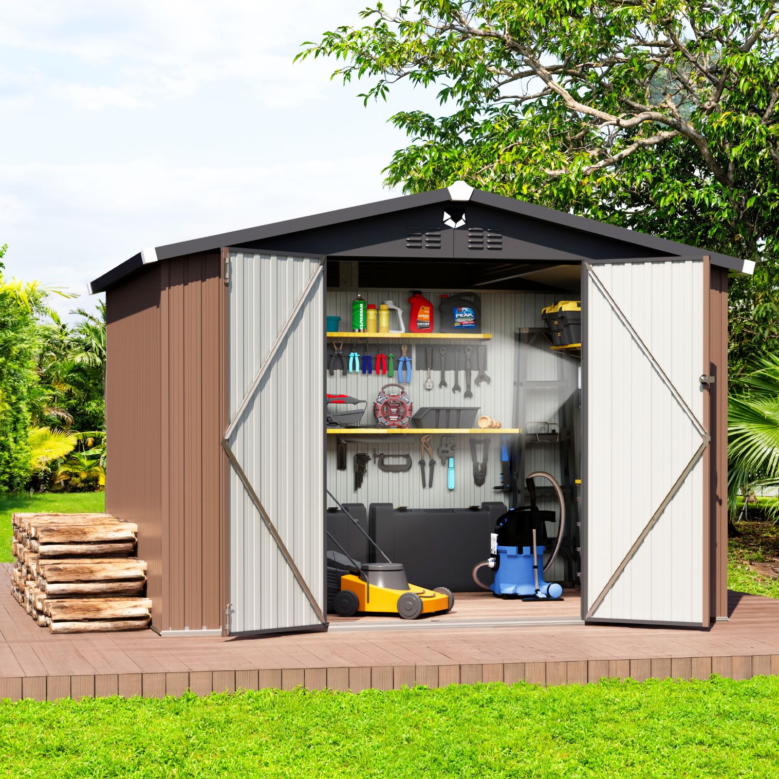 Sannwsg 10x8 FT Metal Storage Shed