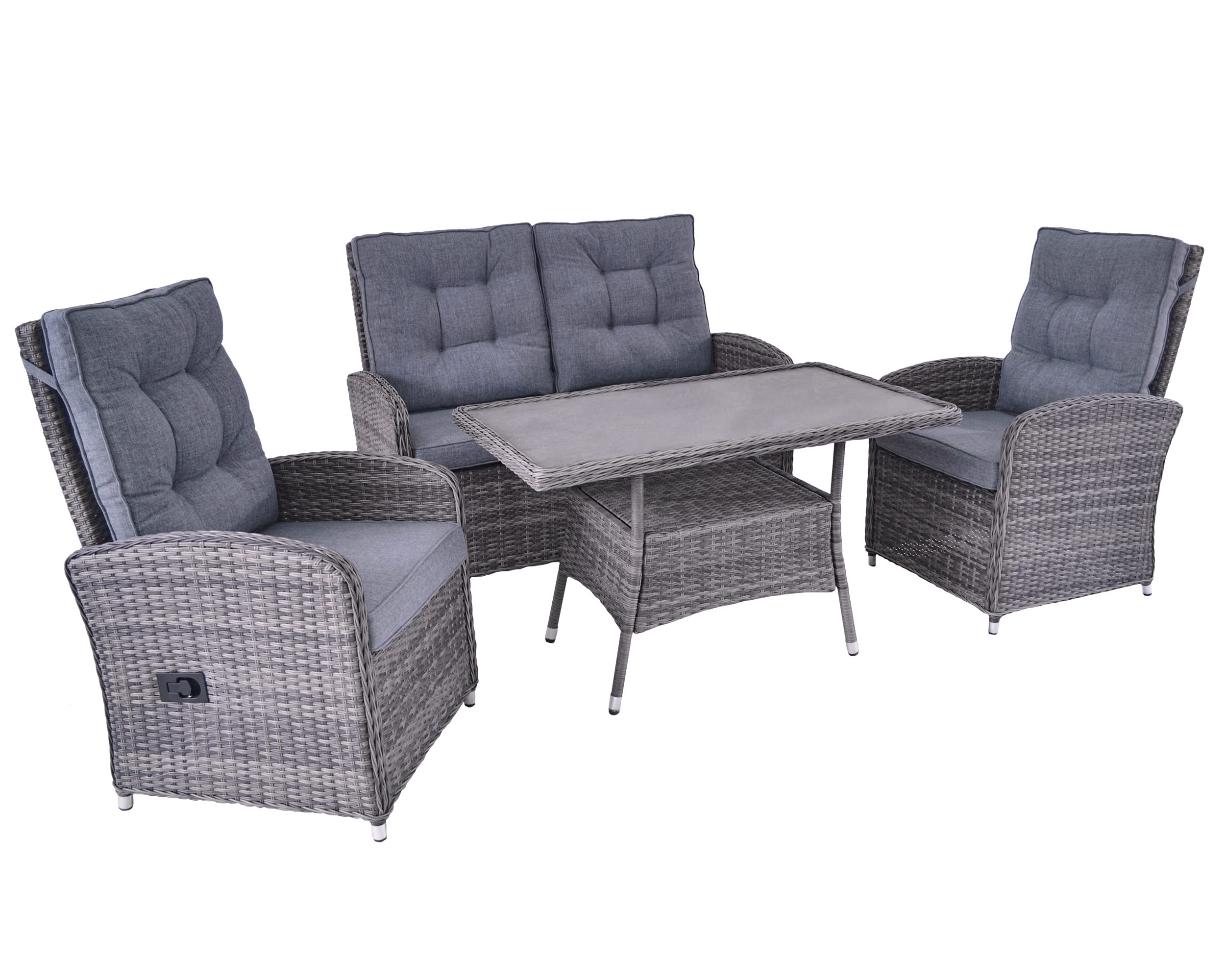 LC Garden »Bailado« Lounge Set 4-TLG. Gartenset Gartengruppe Balkon Set aus Polyrattan inkl. Sitzkissen Gartenlounge Sitzgruppe