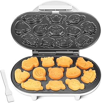 Animal Mini Waffle Maker for Kids, Mini Pancakes Maker Machine with 12 Different Animal Pancake Molds, Small Waffle Maker Iron, Excellent Christmas Gift for Kids & Adult