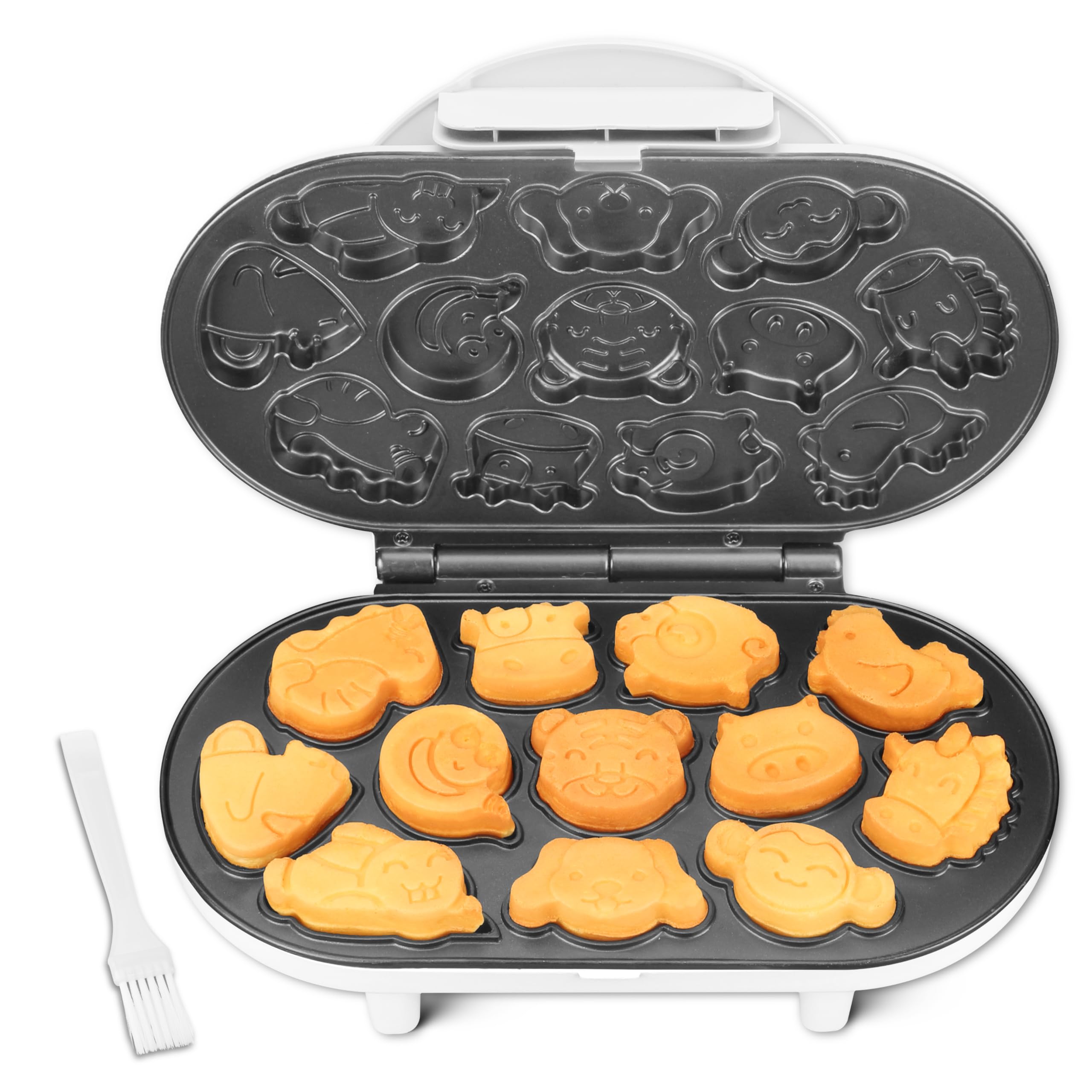 Animal Mini Waffle Maker for Kids, Mini Pancakes Maker Machine with 12 Different Animal Pancake Molds, Small Waffle Maker Iron, Excellent Christmas Gift for Kids & Adult