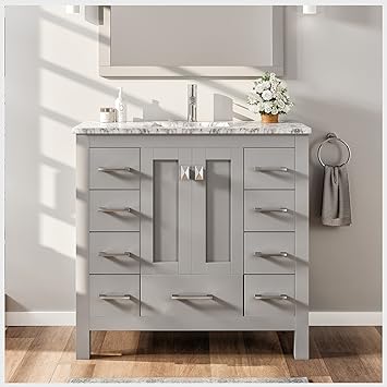 Amazon.com: Eviva Bathroom Vanity and Sink Combo 36 Inch White Finish ...