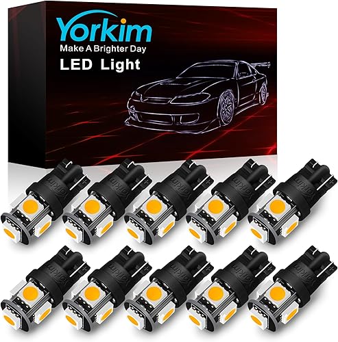Miniatura 9 de Yorkim - 194 bombillas led T10 de 6000 K, color blanco superbrillante, bombillas para luz de matrícula y luz lateral de automóvil