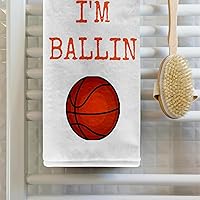 Vista 2 de 3D Rose Every Day im Ballin - Toalla de baloncesto con letras naranjas TWL_172351_1, 15 x 22 pulgadas, multicolor