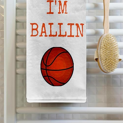 Miniatura 2 de 3D Rose Every Day im Ballin - Toalla de baloncesto con letras naranjas TWL_172351_1, 15 x 22 pulgadas, multicolor