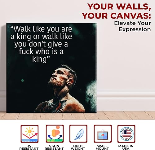 Miniatura 2 de MAVIS PRINT Conor McGregor - Lienzo decorativo de pared con cita de 24 x 24 pulgadas, decoración de pared de boxeo  Impresión HD y marco de madera