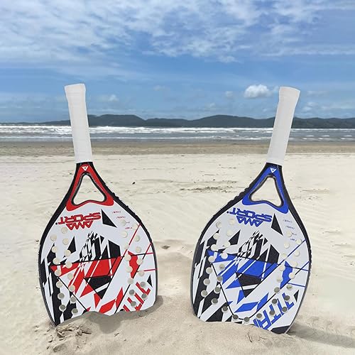 Vista 6 de AMA SPORT Raqueta de tenis de playa de fibra de carbono con núcleo de espuma EVA, palas de tenis de playa de carbono profesional para jugadores
