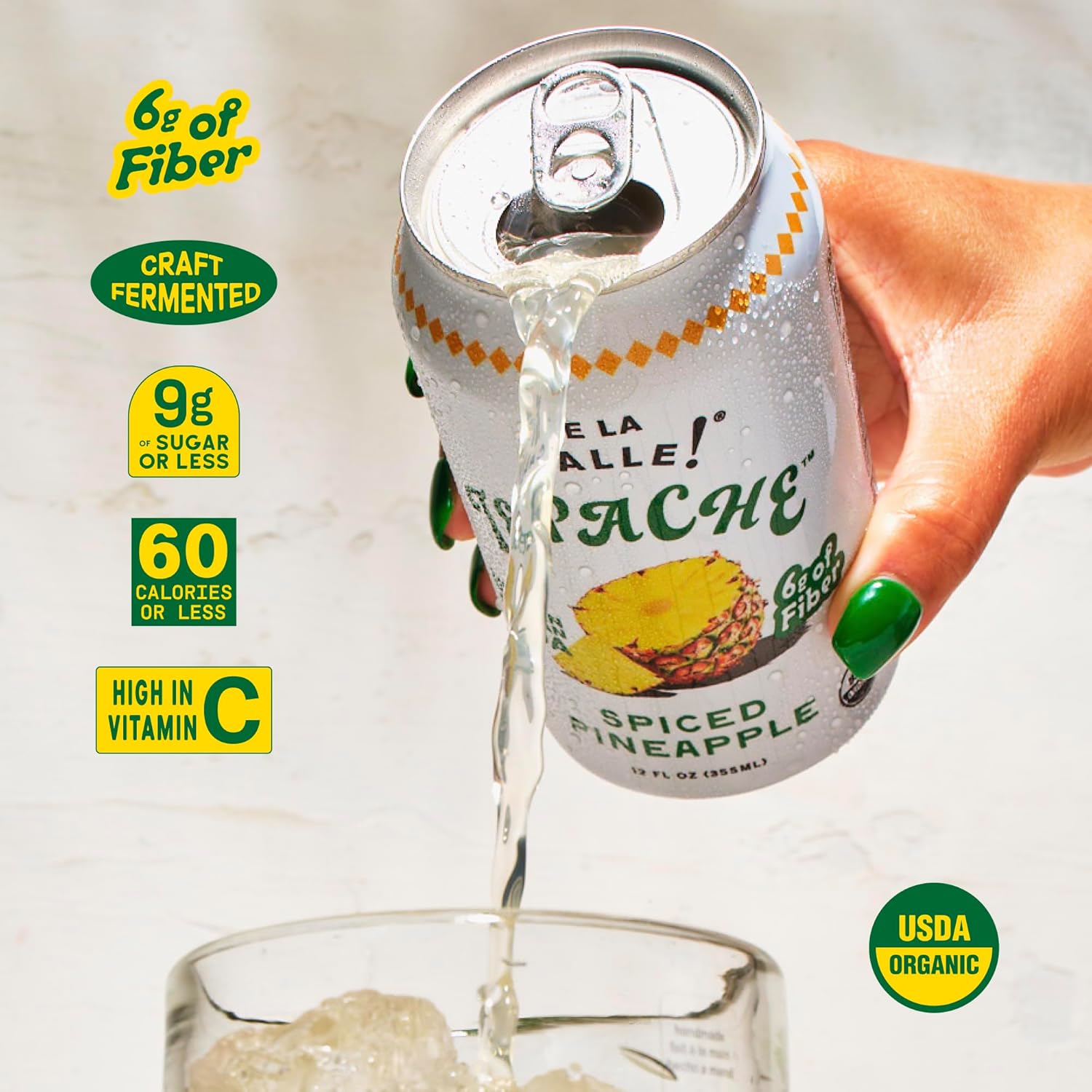 De La Calle Tepache - Pineapple Spice - Modern Mexican Soda - Craft Fermented Pineapple Sparkling Beverage - Certified Organic, Antioxidant Rich, Non-Alcoholic, Healthy Soda, Low Sugar, Low Calorie, Non-GMO
