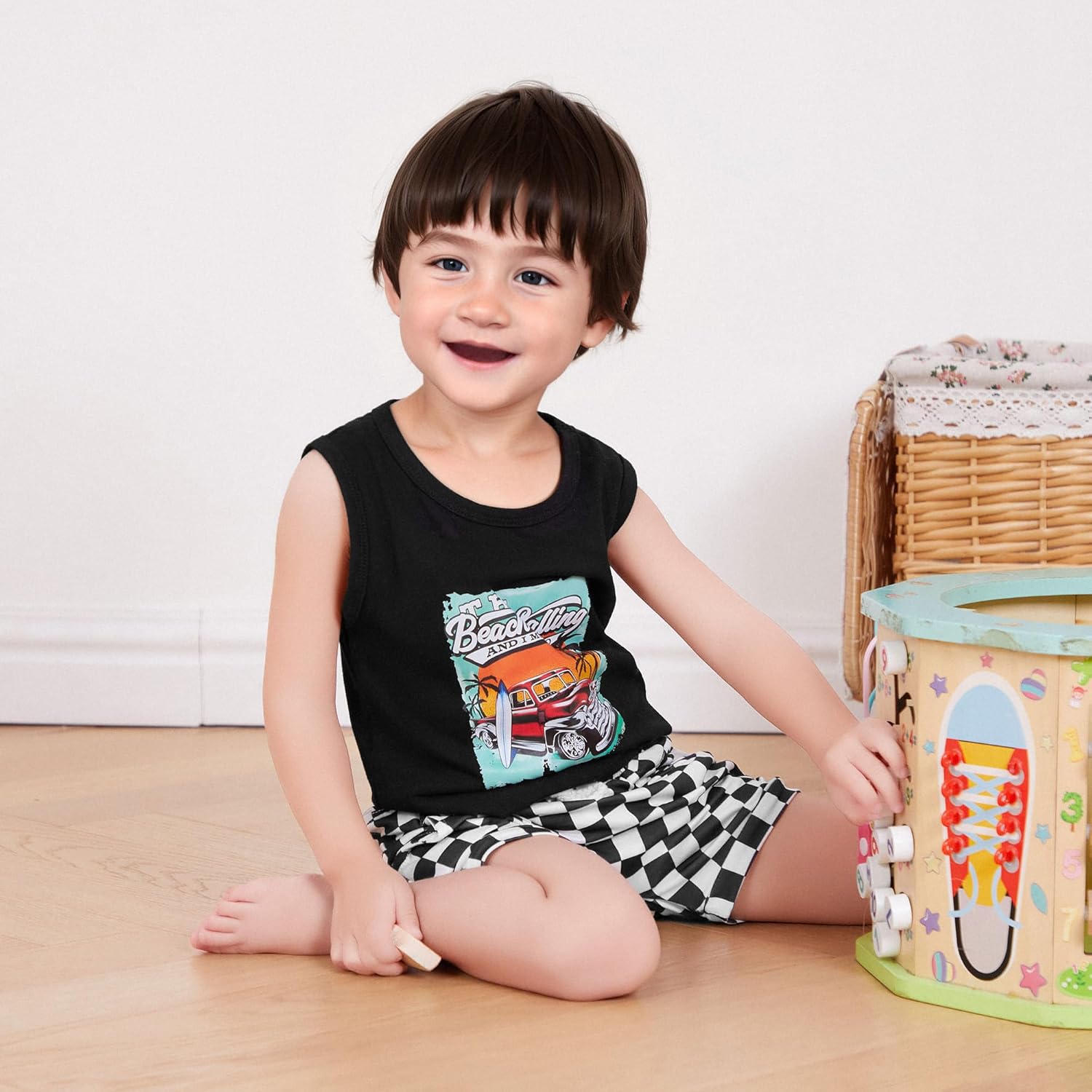 Toddler Baby Boy Clothes Sleeveless Tank Tops + Striped Print Jogger Shorts with Pockets 2Pcs Summer Outfits - Image 3