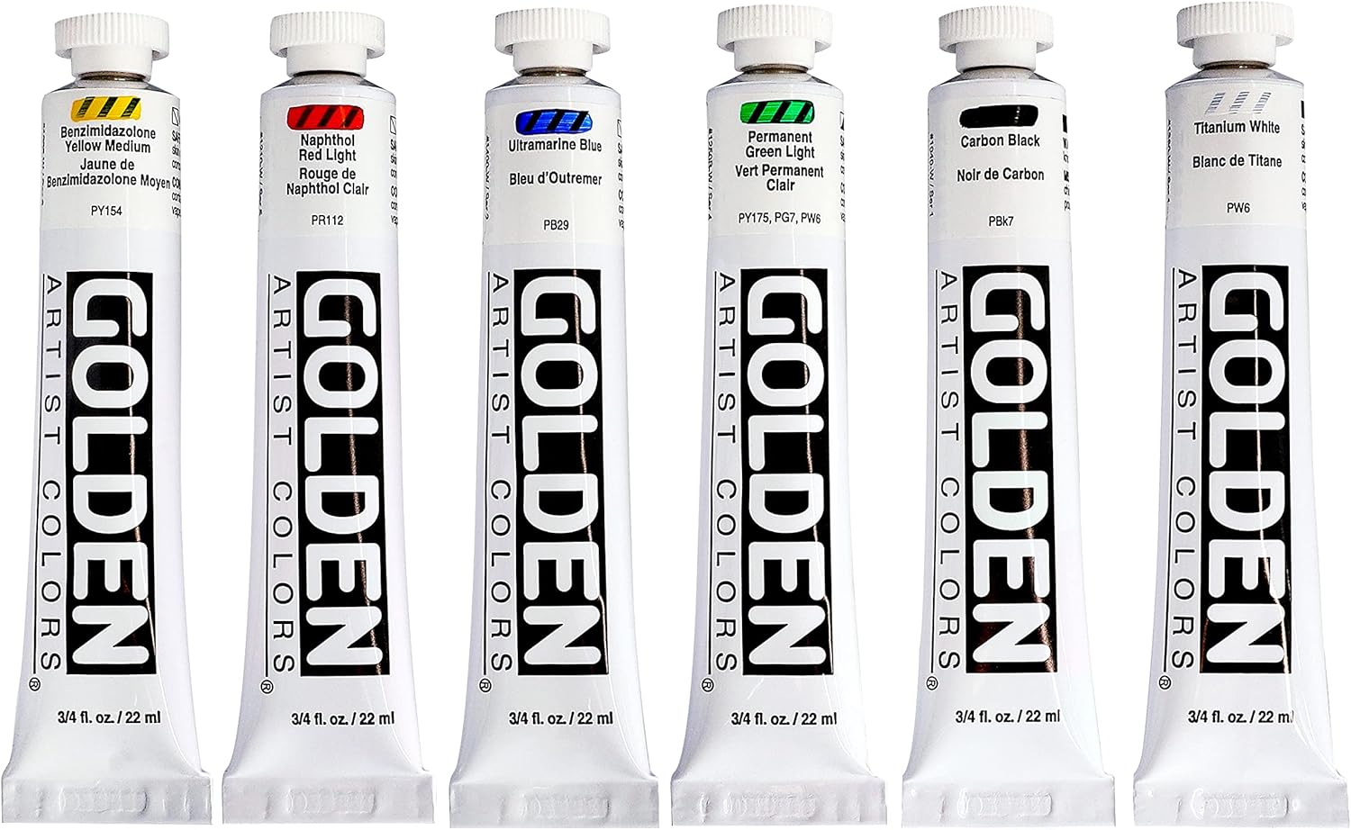 GOLDEN Heavy Body Acrylics, Intro Set, 6 Color, Professional Acrylic Paint
