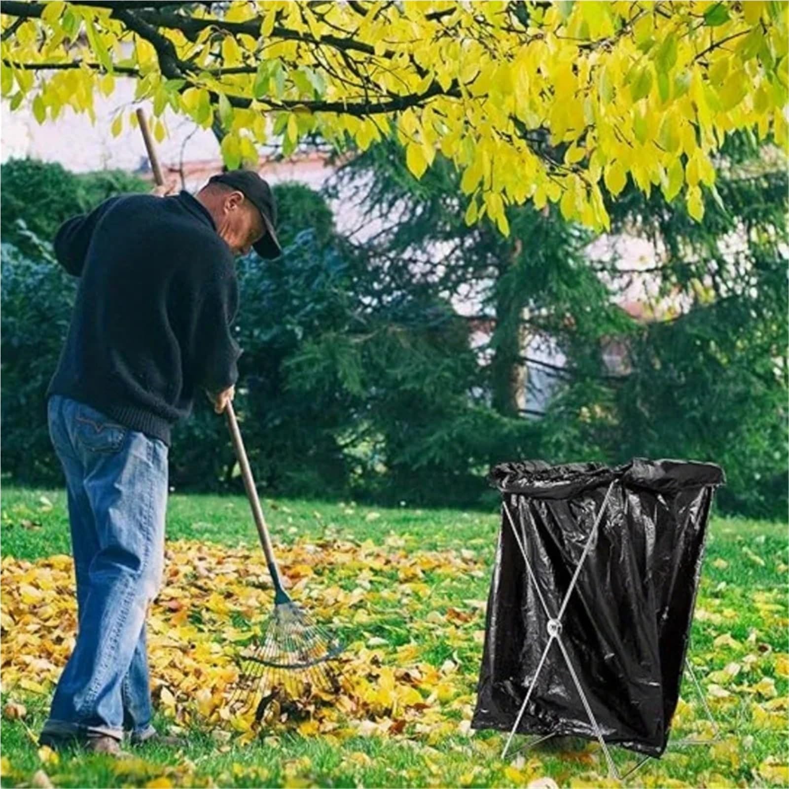 Estante for Bolsas de Basura, Soporte portátil for Bolsa, Marco Alambre Plegable for Camping, Picnics, Uso Cocina para Bolsas(Black)