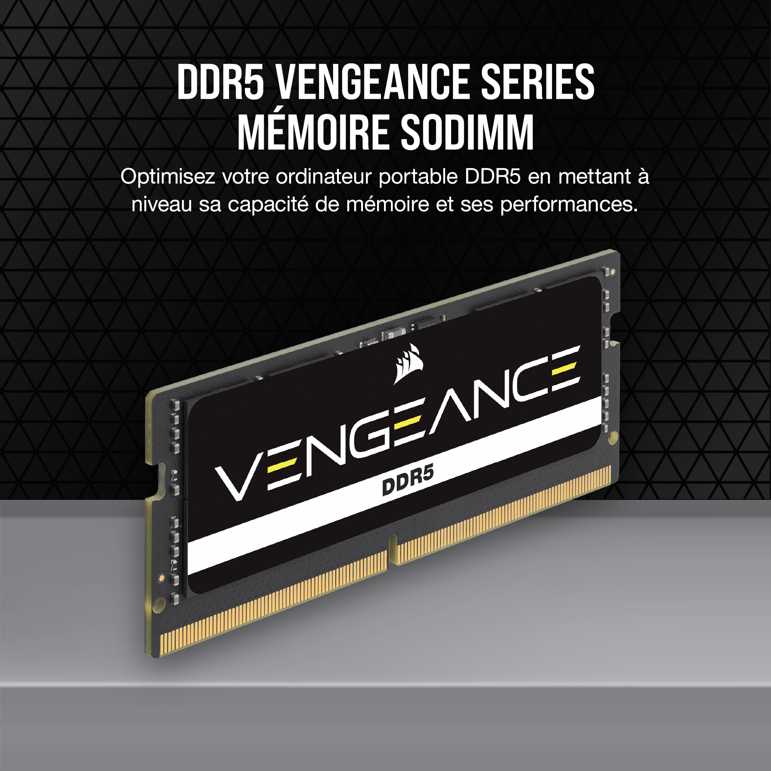 CORSAIR Vengeance SODIMM DDR5 RAM 16Go (1x16Go) Jusqu'à 4800MHz CL40-40-40-77 1.10V Intel XMP 3.0 Mémoire des Ordinateurs Portables – Noir (CMSX16GX5M1A4800C40)