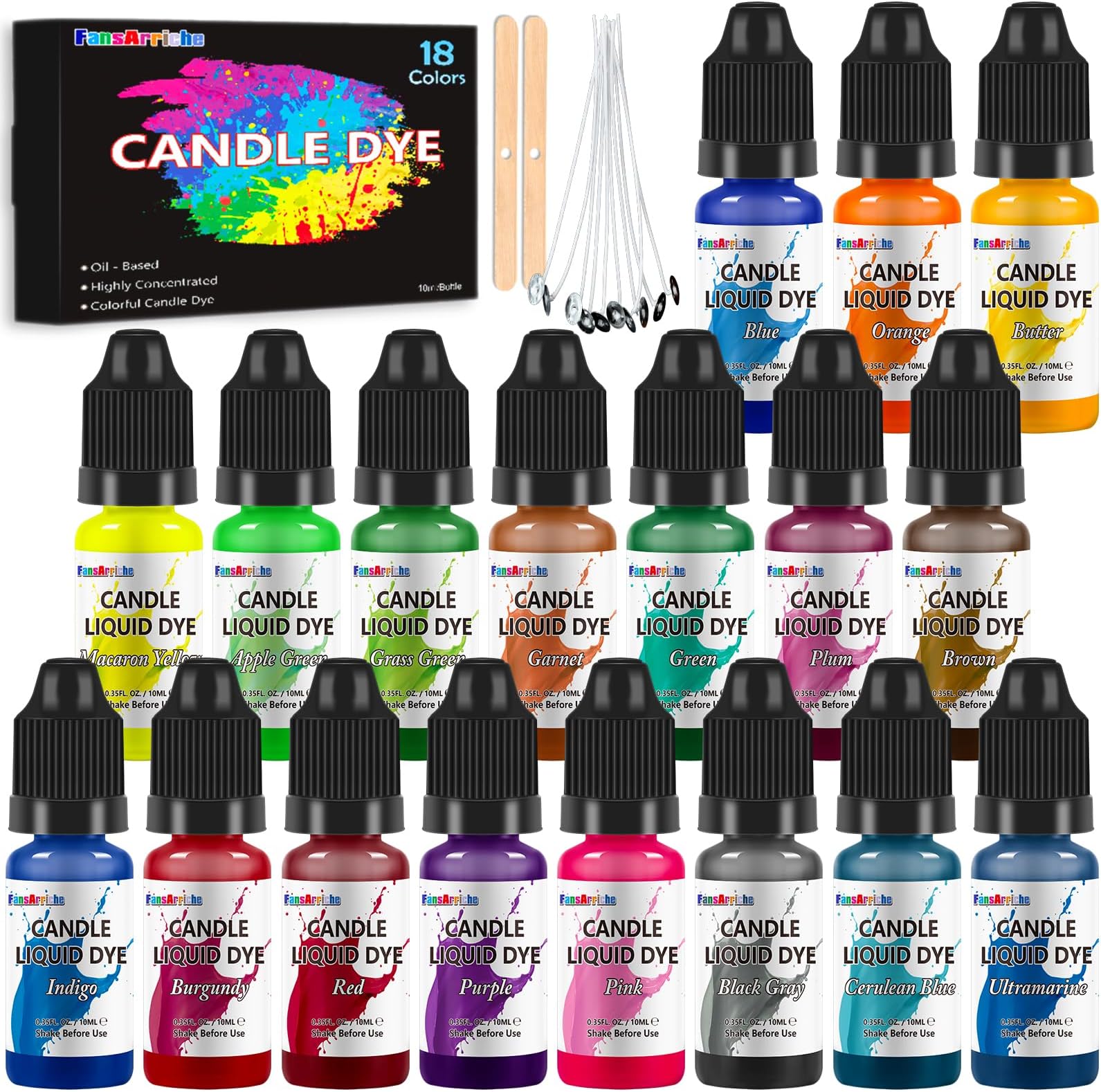 Candle Dye - 18 Colours Liquid Oil-Based Dye for Wax, Vivid Candle for Candle Making