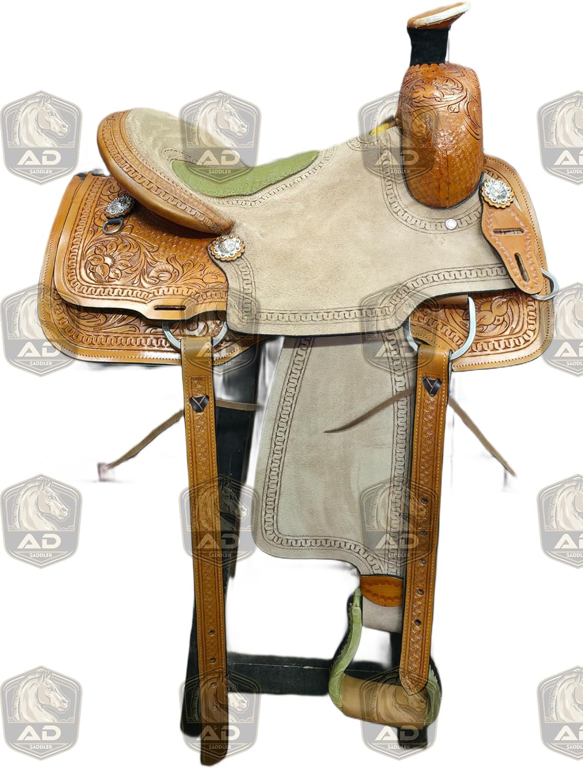 Western Wade Saddle Tree A Fork Roping Ranch Work Leather Premium Western Horse Saddles for Horses Handmade Equestrian Trail Horse Saddle Tack Size: 10"-18" inches Seat, MOFSER