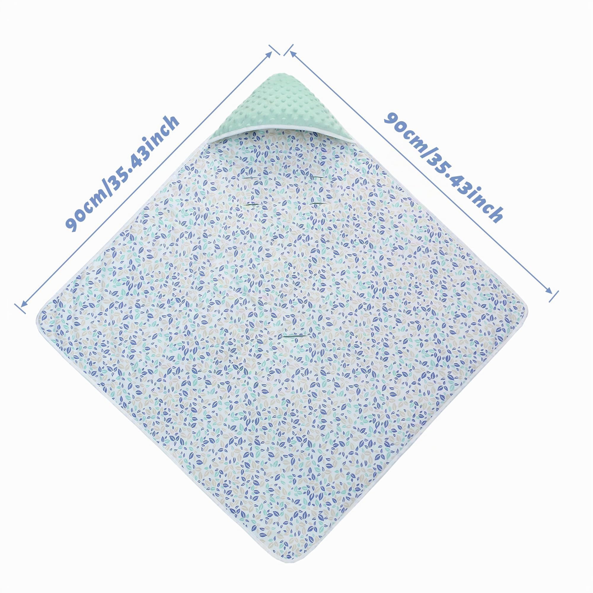 Miracle Baby Couverture Enveloppante Bébé 90 x 90 cm, Multifonction Couverture d'emmaillotage pour Siège Auto Poussette Nid d'ange Bebe Cosy Landaus, Matelassé (Feuilles)