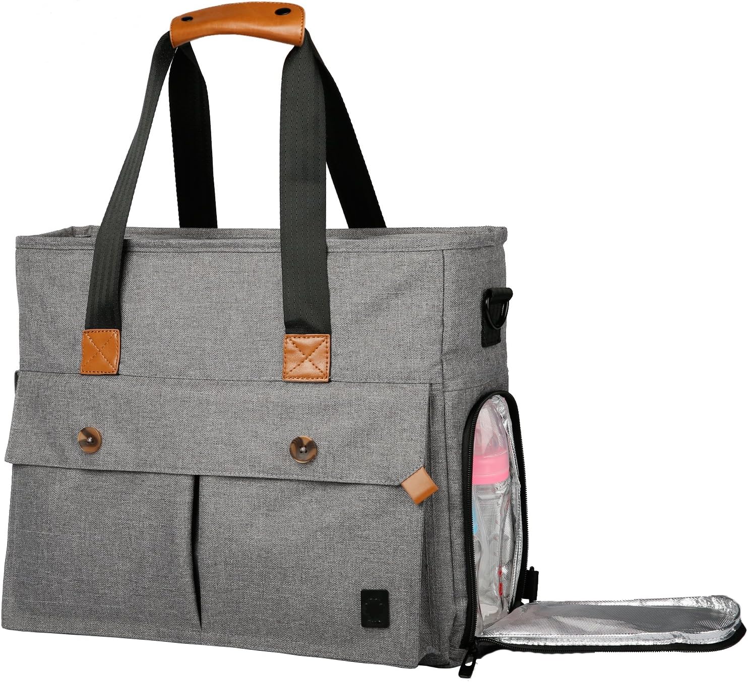 Ferlin Large Capacity Baby Diaper Bag Backpack Organizer with Stroller Straps and Changing Pad for Mom & Dad (Grey-0729)