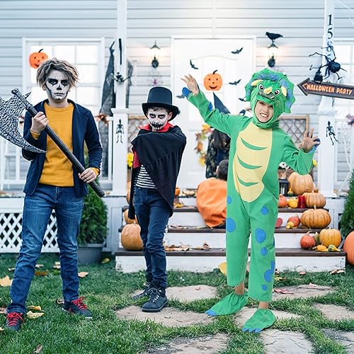 Miniatura 4 de ThinkMax Disfraz de dinosaurio para niños pequeños, disfraces de Halloween para niños y niñas, disfraz de T-Rex para Halloween truco o trato
