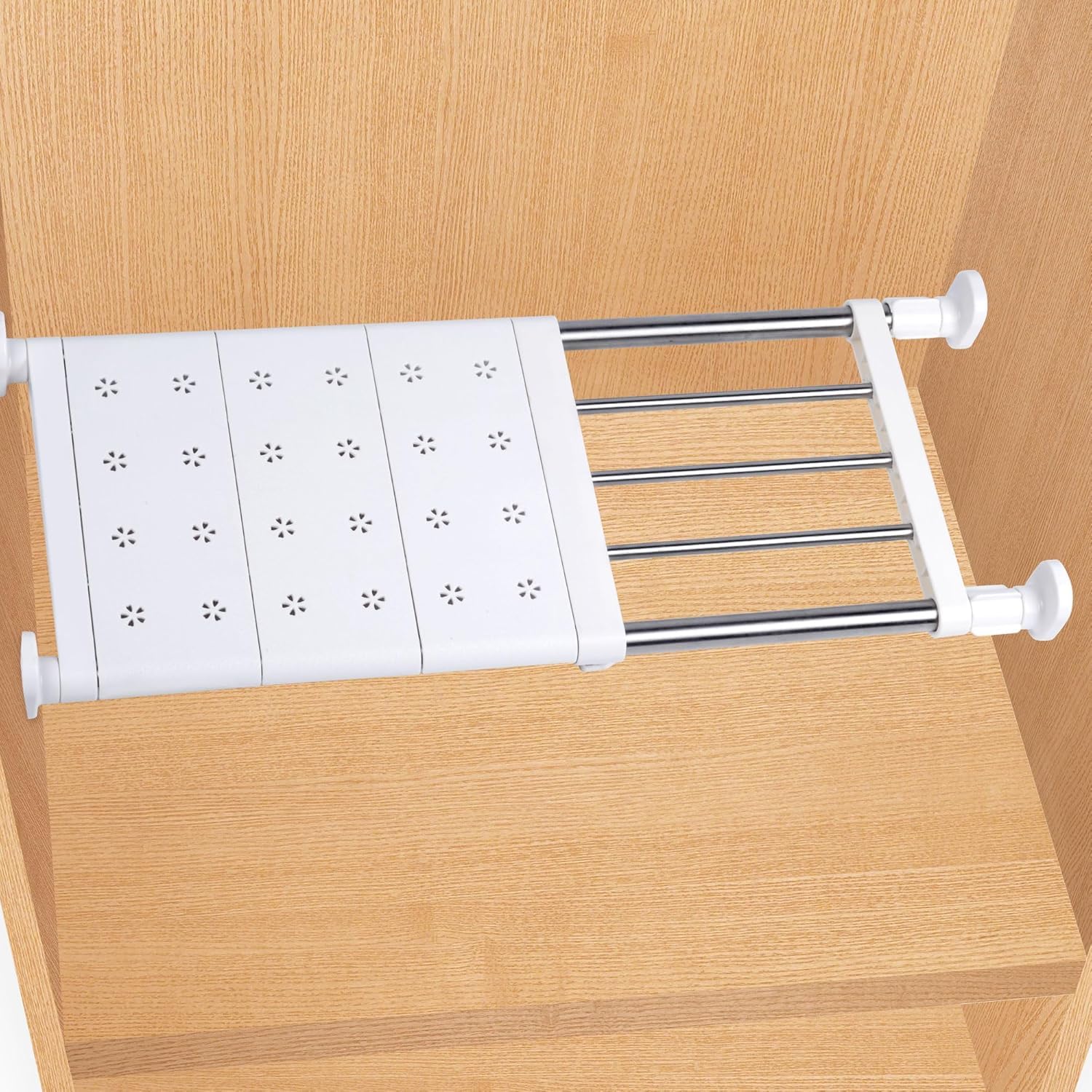 KRLZ Adjustable Wardrobe Cupboard Divider Tension Shelf Separator Wardrobe Storage Organiser Space Saving Layered Partition Board-image-43