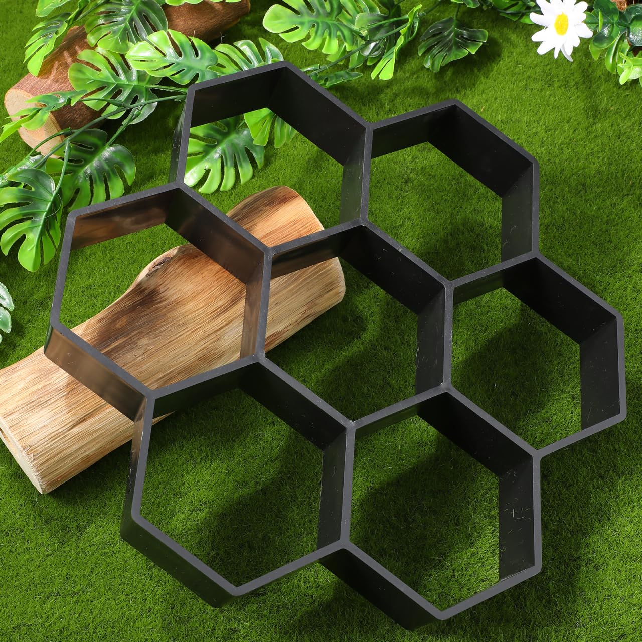 Moule Hexagonal à pavés de Jardin Moule à béton Réutilisable Plastique Solide Allée Terrasse Décoration Extérieure Outil Manuel 7.2x6.7In