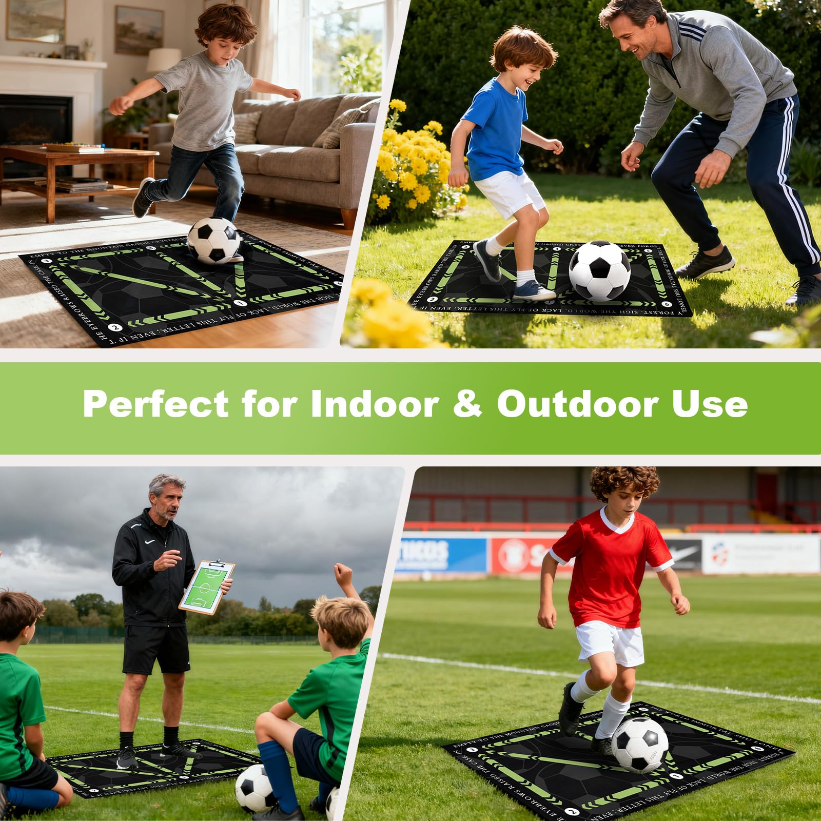 Tapis D’entraînement Foot 90x60 Cm – Antidérapant, Avec Chaussettes Et Sac, Idéal Pour Contrôle Et Jeu De Jambes