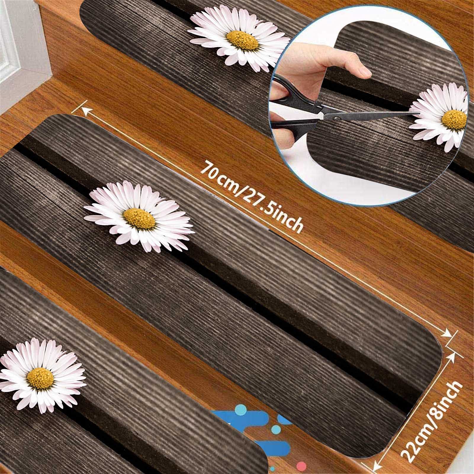 LWPCP Lot De Marchettes D'escalier 70 X 22 Cm/8" X 27.5" Adhésif Réutilisable Tapis Escalier De Antidérapant Pour Enfants, Aînés Et Animaux De Compagnie,13pcs