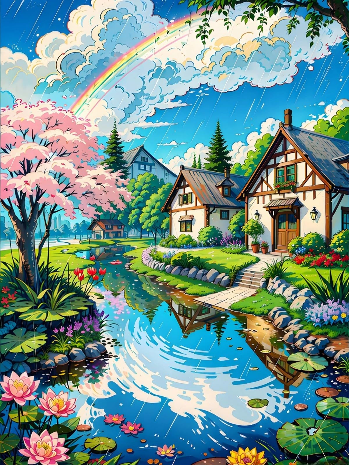 Kit Diamond Painting ECUCU - Abeille Sur Fleurs - 5D Strass à Coller - Déco Salon 30x40cm