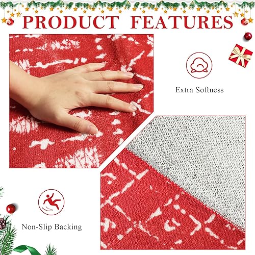 Miniatura 5 de Lahome Alfombras marroquíes de Navidad, 2 x 8 pies, antideslizantes, lavables, color rojo, para cocina, decoración navideña de copo de nieve,