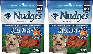 Blue Buffalo Nudges Jerky Bites Dog Treats, Made in The USA with Natural Ingredients, Bite-Sized Pieces, Chicken, 5-oz Bag (Pack of 2)