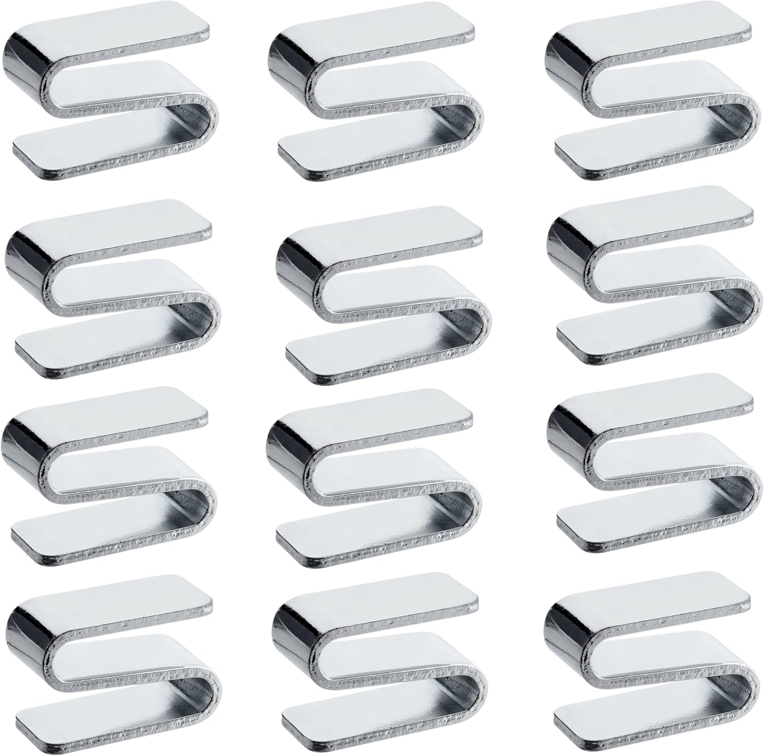 Chrome “S” Hook for Wire Shelving – Heavy-Duty Steel Connector for Joining Shelving Units Side by Side – Polished Chrome Finish, Durable Storage Organization Accessory (12, Chrome)