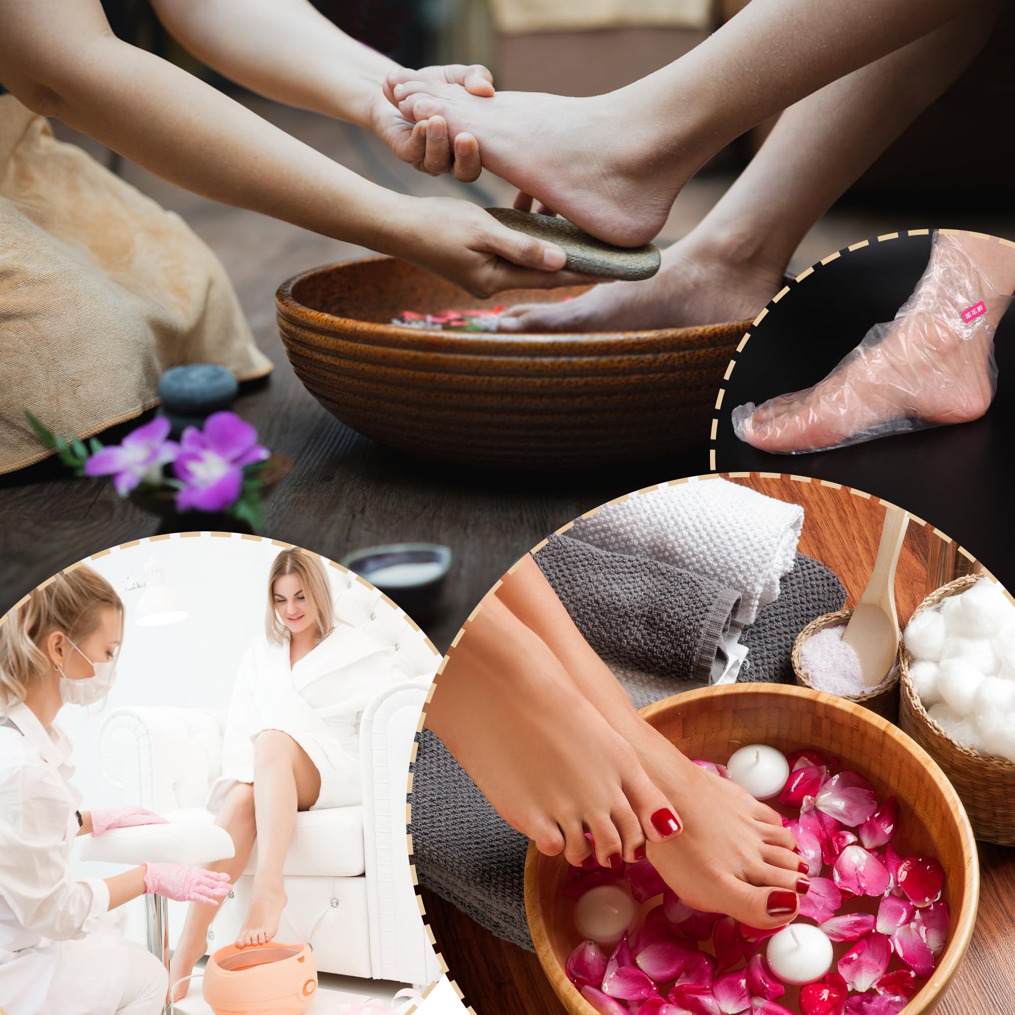 300 Pezzi Bagno in Cera di Paraffina,Fodere da Bagno in Cera Paraffina Plastica Trasparente Monouso Stivaletti Maschera Piedi in Paraffina per Pedicure Hot Spa Cera Trattamento