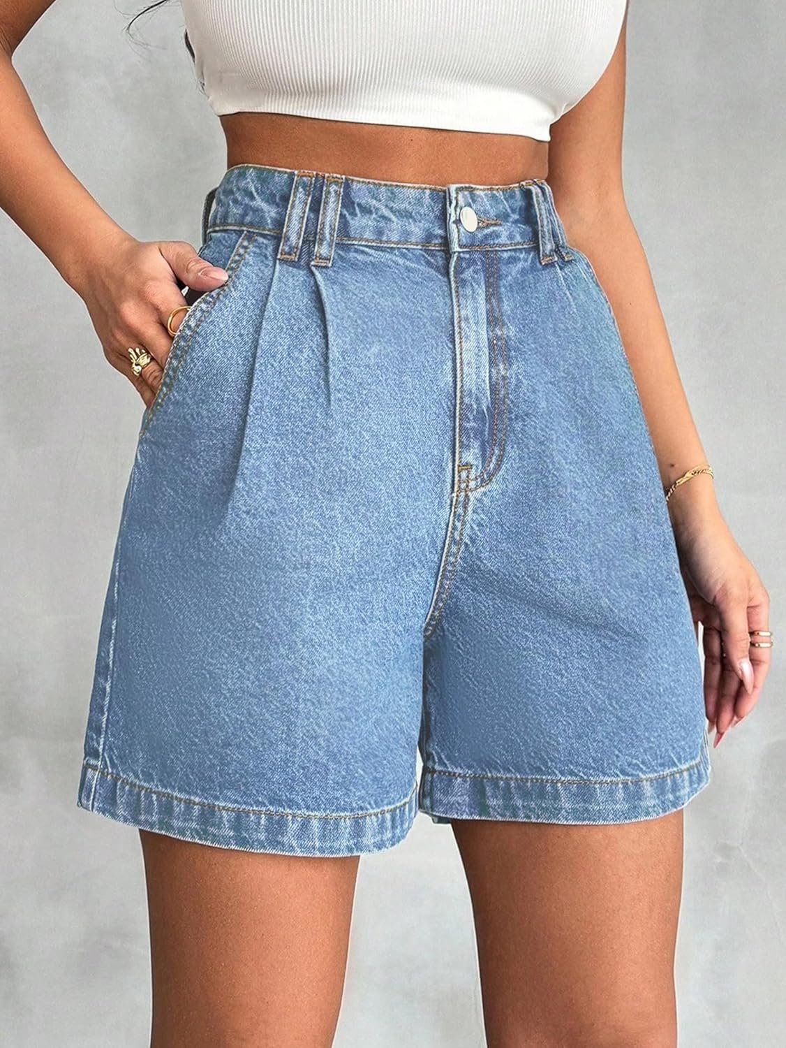 EMMIOL Jean Shorts for Women High Waisted Wide Leg Denim Shorts Stretchy 2026 Summer Casual Bottoms - Image 4