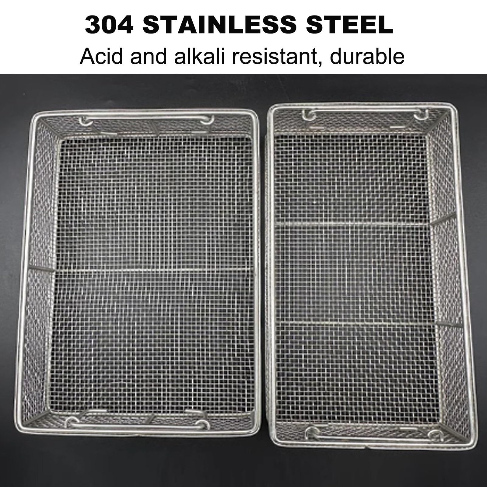 Cesta de operación para instrumentos médicos con tapa, bandeja de malla de acero inoxidable para hospitales y clínicas dentales, diseño duradero con pestillo