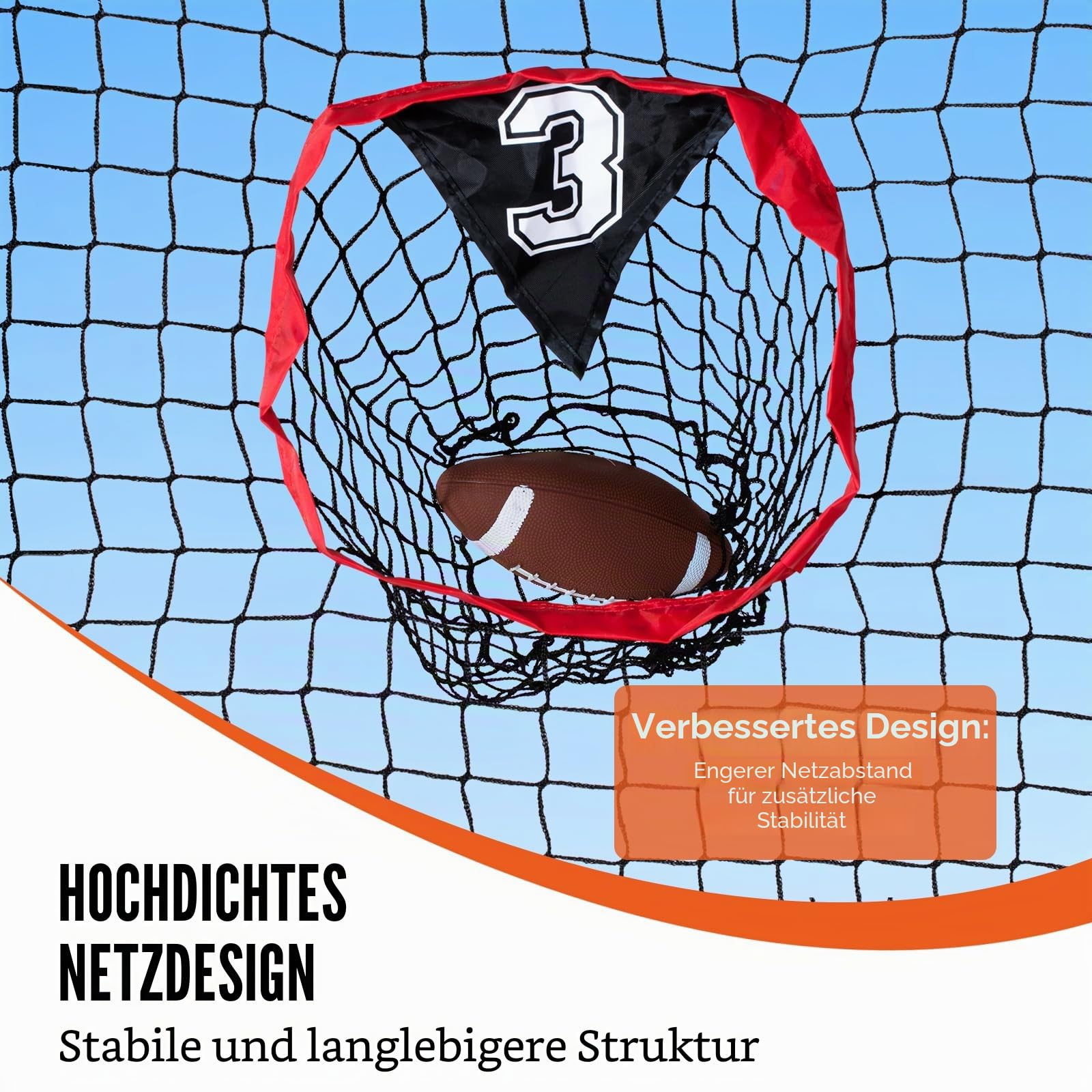 VEVOR Fußballtrainer-Wurfnetz 217x125,5x223 cm mit 5 Zieltaschen, knotenloses Netz, Bogenrahmen & Tragetasche
