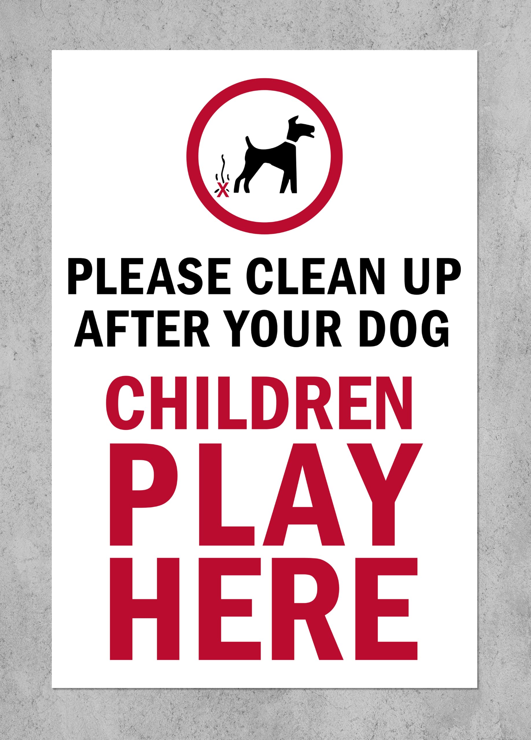 Please clean up after your dog children play here safety sign - Self adhesive sticker (400mm x 300mm)