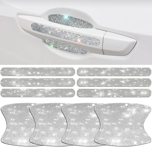 BetterJonny 10 calcomanías de cristal para manija de puerta de automóvil, con diamantes de imitación para manija de puerta de automóvil, calcomanías