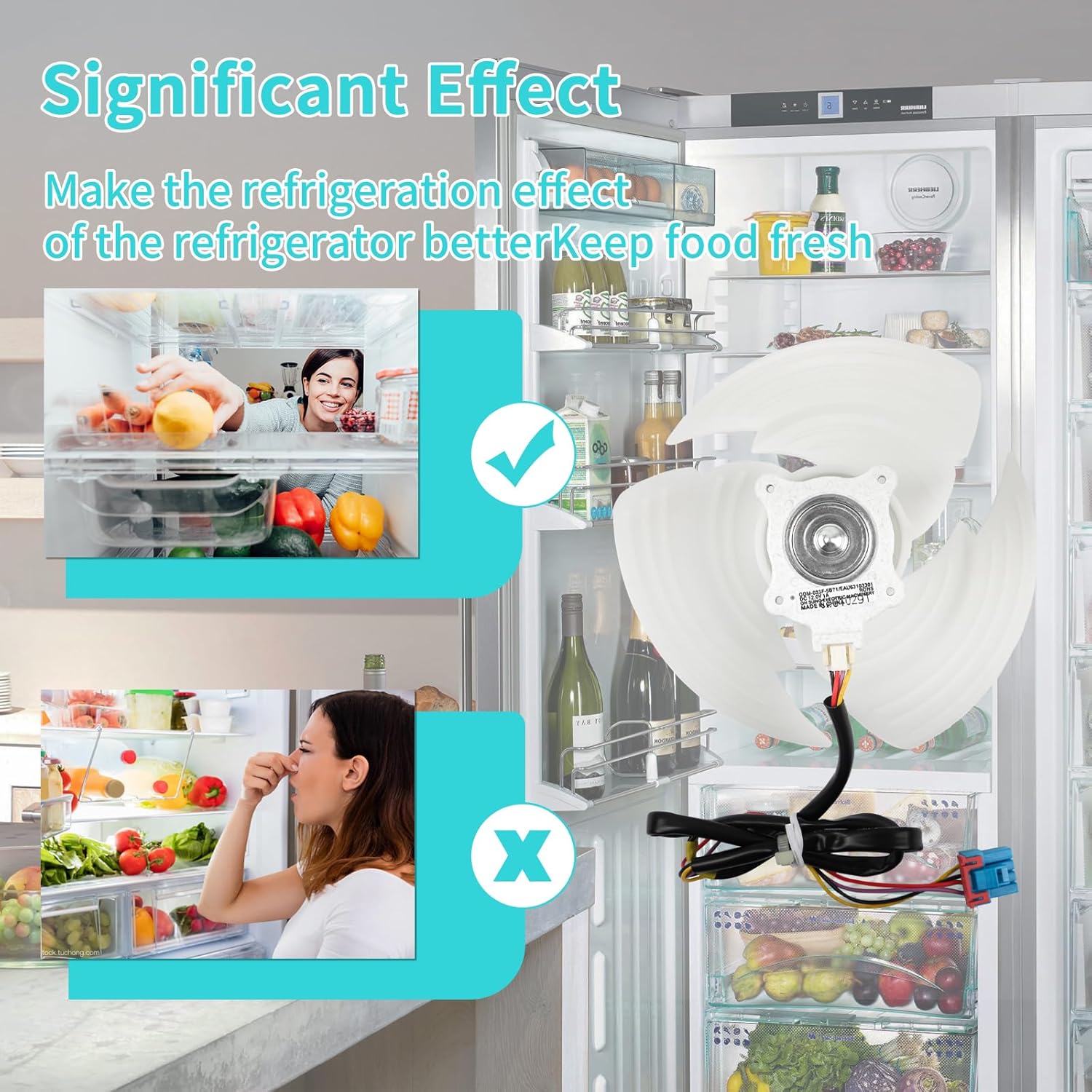 EAU63103301 ODM-033F-5B71 Refrigerator Condenser Fan Motor Assembly for LG Kenmore, Replaces EAU63103302,EAU64843805,EAU62863101, EAU62863103,EAU63105202 AP6235485, 4509126