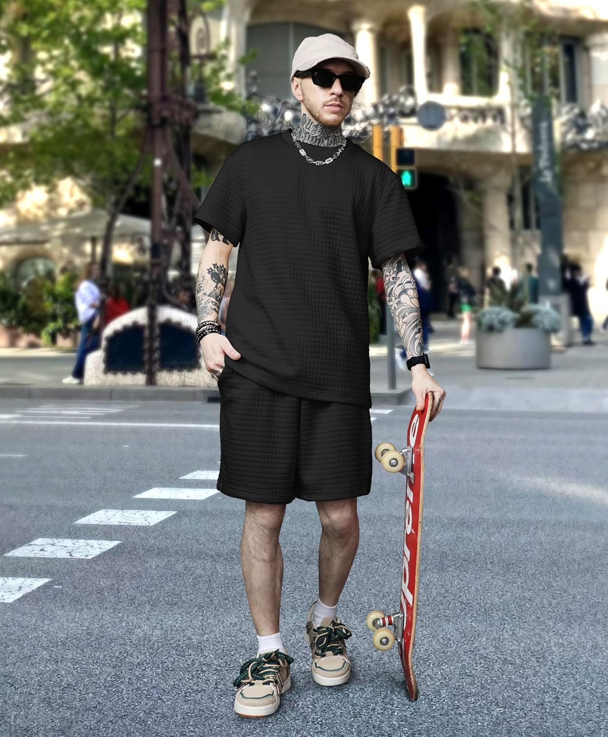 KUYIGO 2 Pieces Outfits Summer Tracksuit Sweatsuits Short Sleeve T-Shirts and Shorts Sets for Generation Z - Image 5