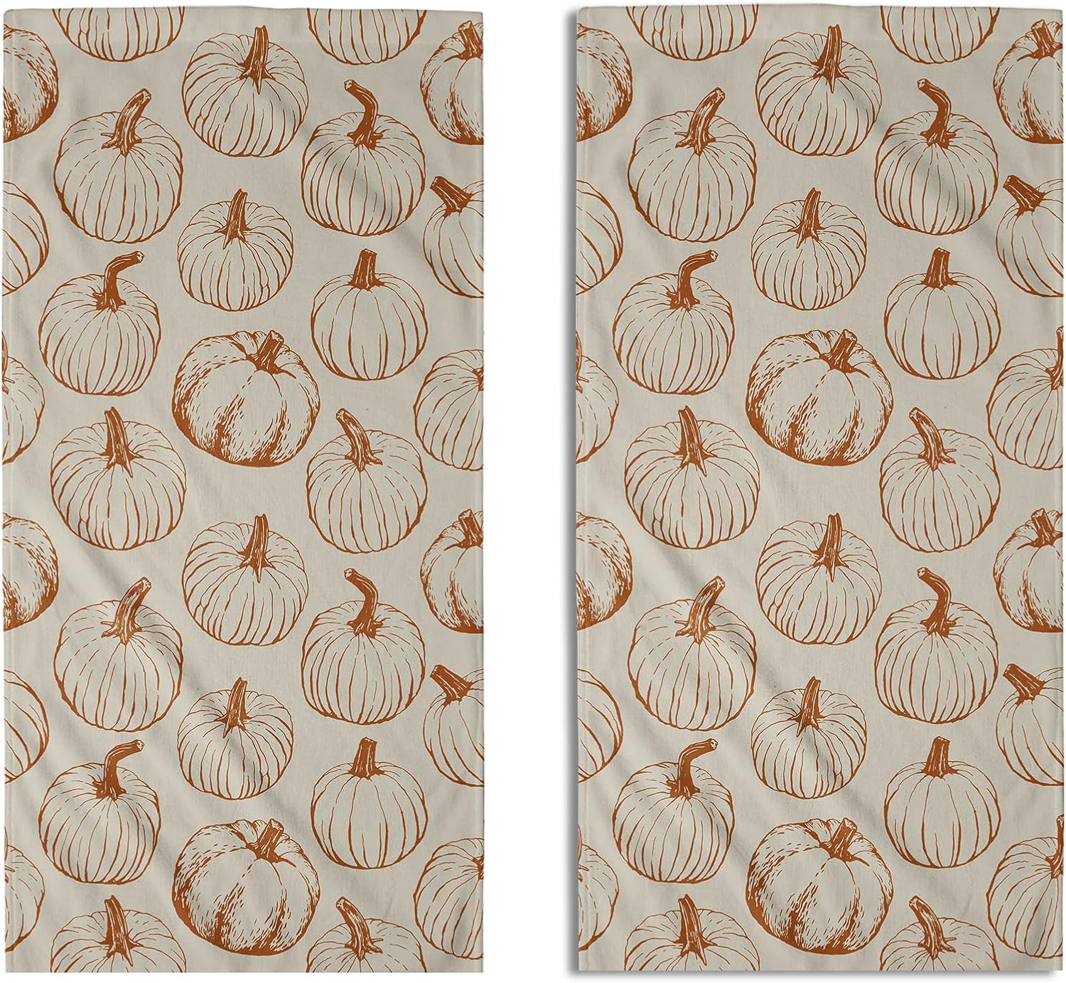 Fall Thanksgiving Pumpkin Hand Towels for Bathroom Set of 2 Burnt Orange Cream Autumn Harvest Theme Print Holiday Decorative Handtowels Soft Absorbent Bath Towel for Home Guest Room Hotel Gym Spa
