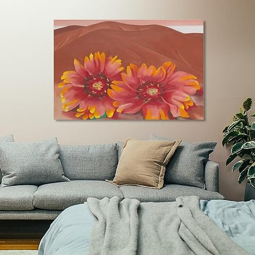 Miniatura 7 de BAIKAI Georgia O'Keeffe - Pósteres artísticos de colinas rojas con flores, cuadros para colgar, lienzo, impresiones artísticas de pared, pósteres de