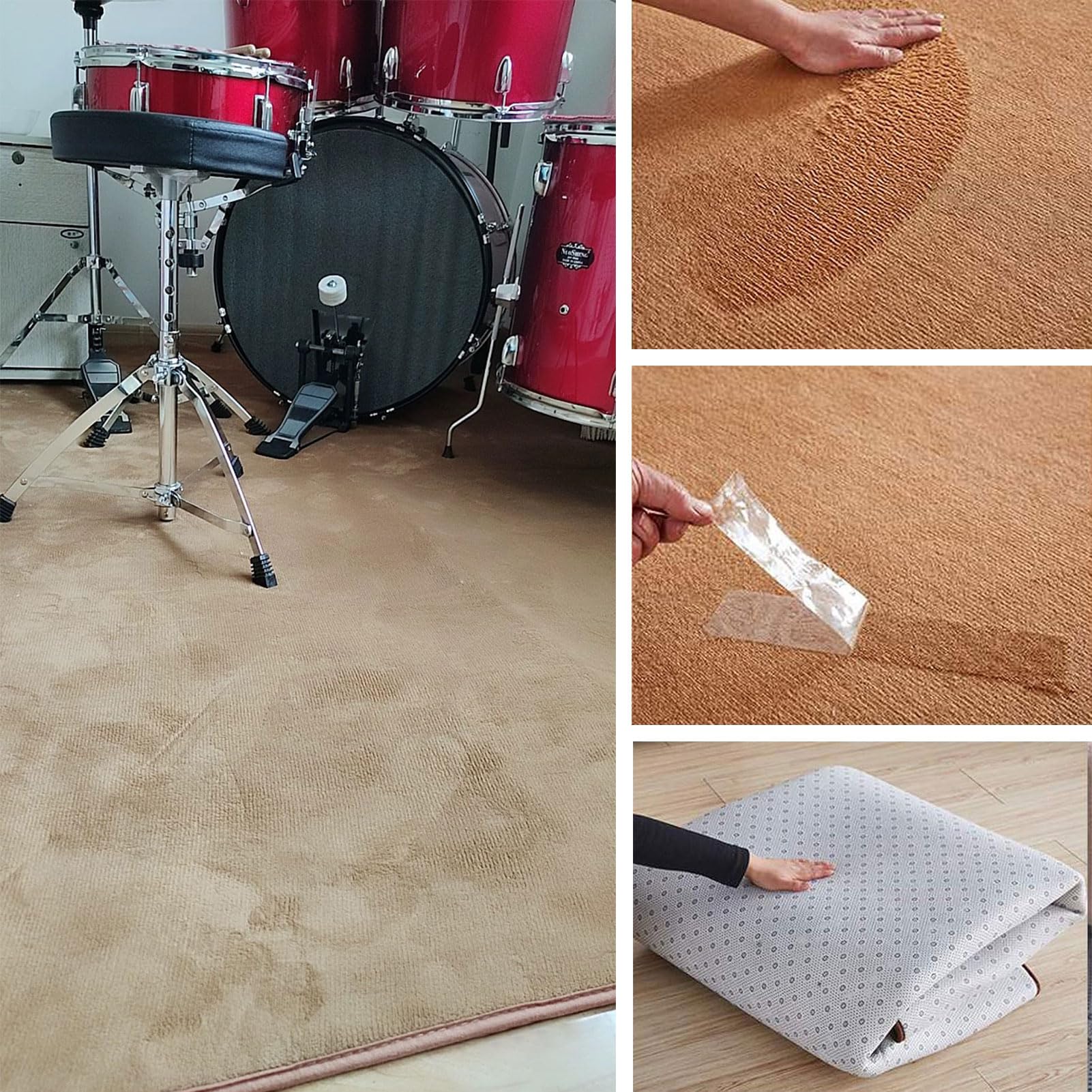 Tapis Acoustique JaevKwzy Tapis Pour Batterie, Tapis De Tambour Insonorisu00e9 Pour Tapis Insonorisant Sol
